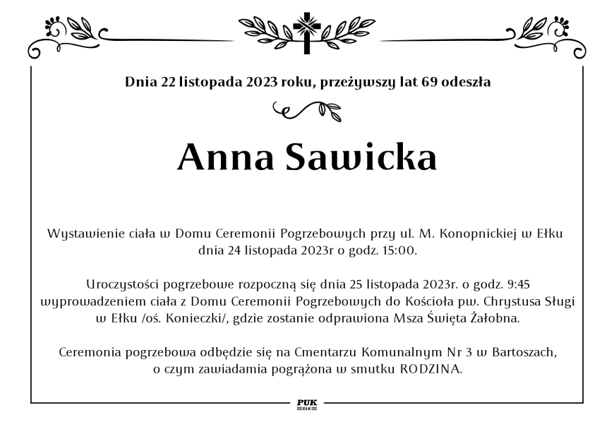 Anna Sawicka - nekrolog